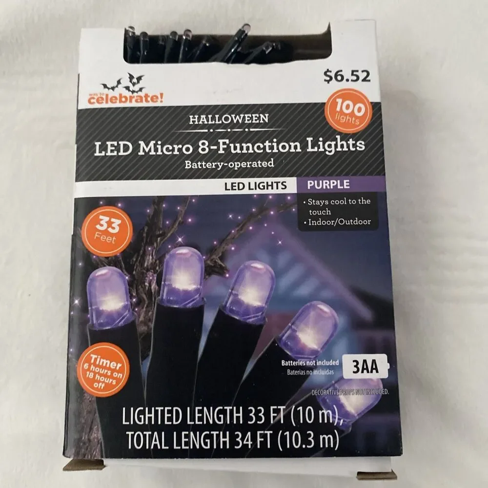 Halloween Led Micro Lights Purple 8 Function Indoor Outdoor Home Decoration